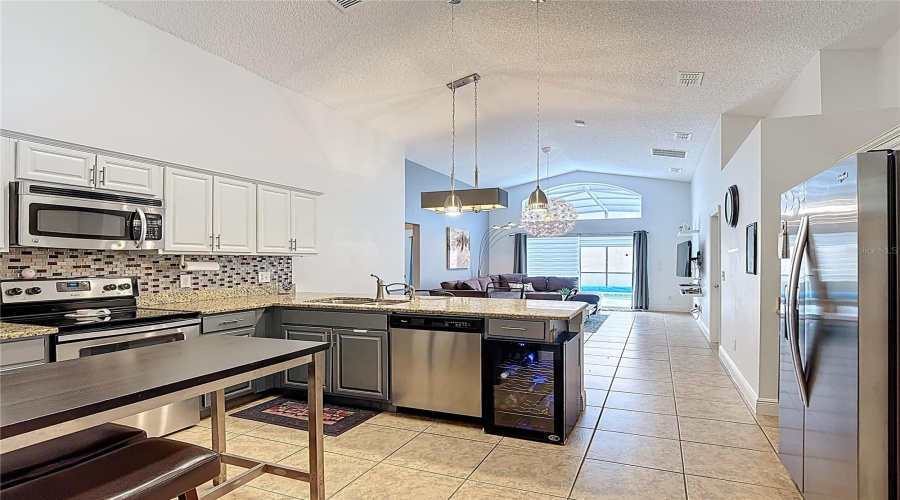 Kitchen with portable breakfast bar