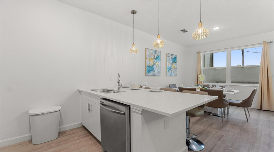 Kitchen Island with seating for three.