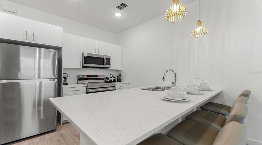 Kitchen Island with seating for three.