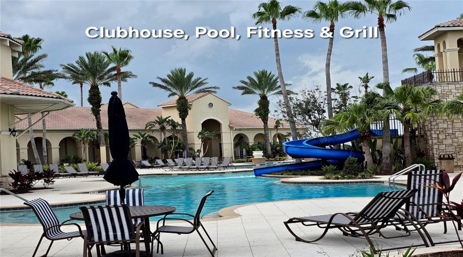Pool with Waterslide and Flip Flops Bar & Grill