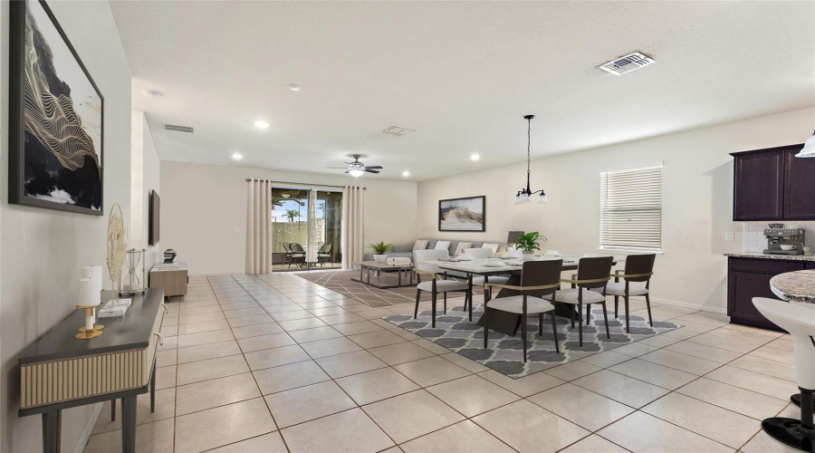 Great room with dining area