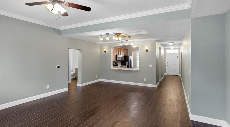 Living room and dining room