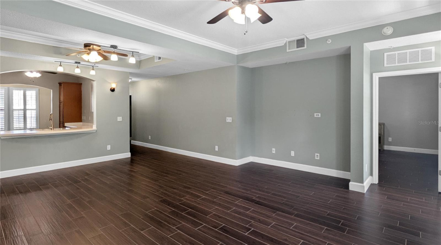 Living room and dining room