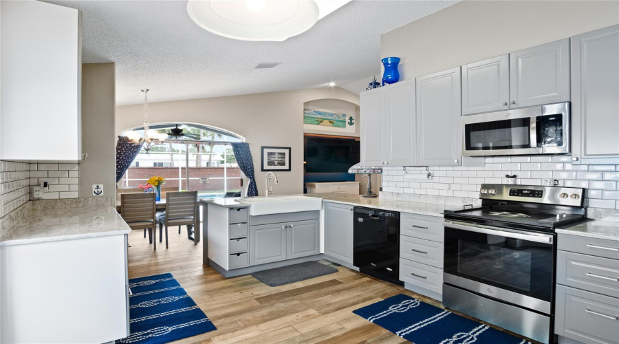 You won't be far from all of the action outside with the pool just past the dining room.