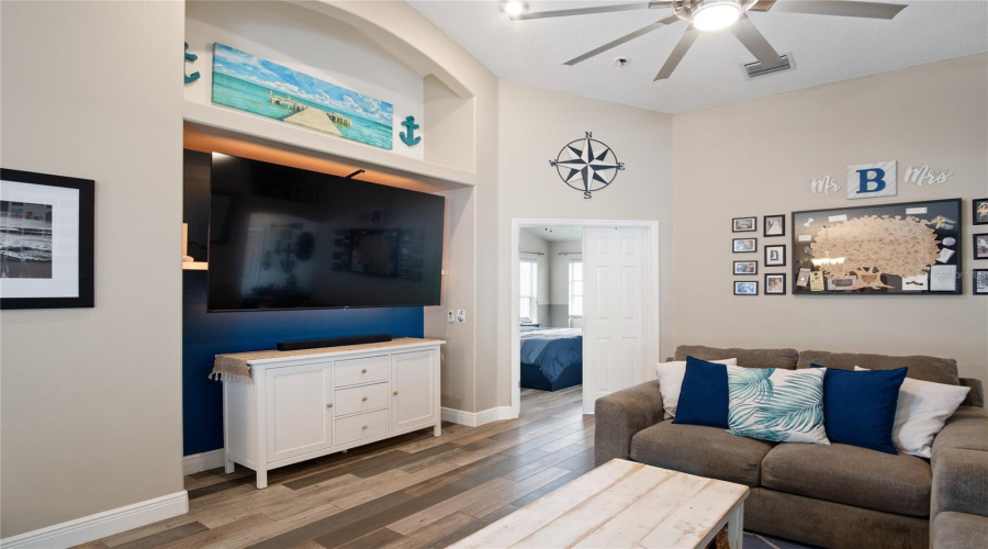 A great cut out area perfectly made for the entertainment center.