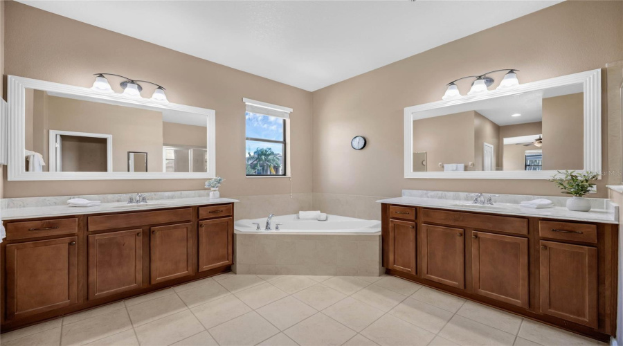 Primary Bath Tub & Double Vanities First Floor