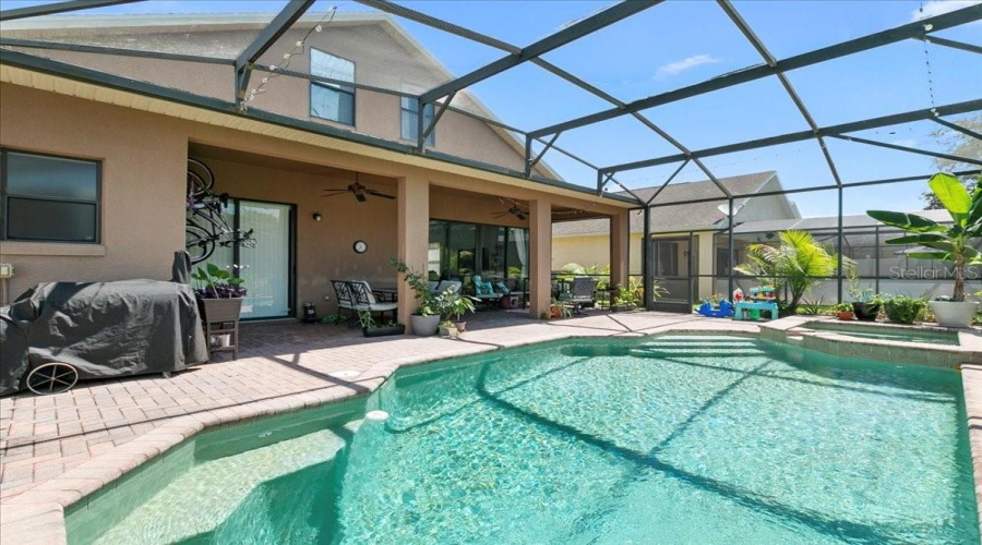 Covered Lanai, Screened in Pool and Spa