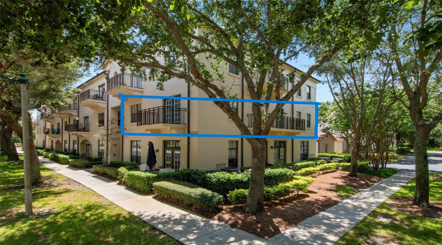 2nd floor condo with two balconies: each one has a nice view...