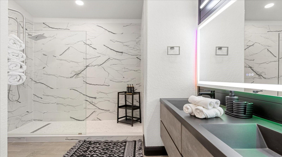 Walk in shower in primary suite