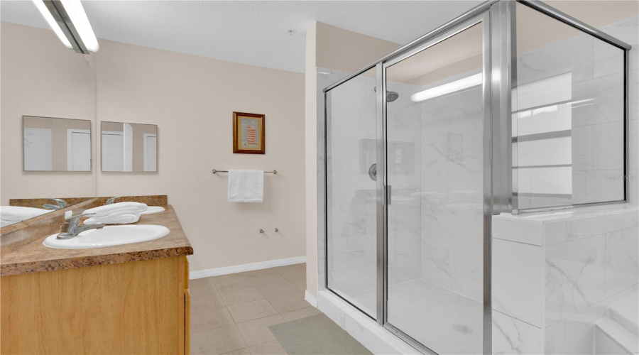 Master bathroom with new shower.