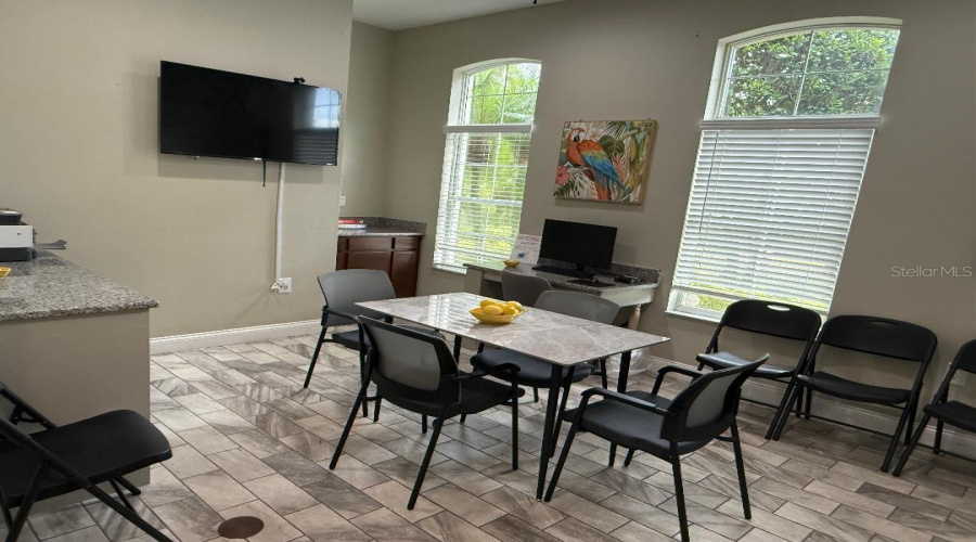 Work area inside clubhouse