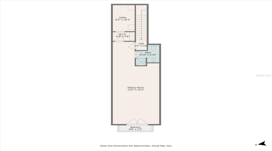Upstairs Bedroom/Loft & Bathroom Plan Layout with Approximate Dimensions
