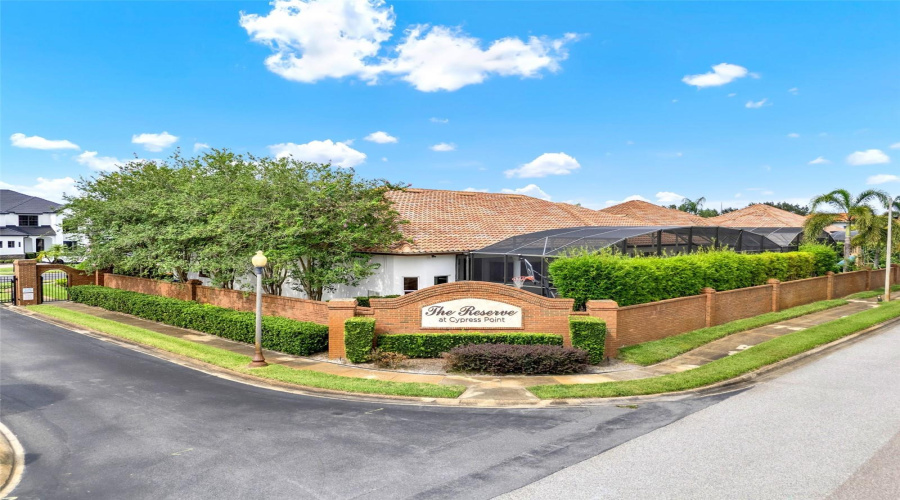 Gated entrance to the well desired community of "The Reserve at Cypress Point"