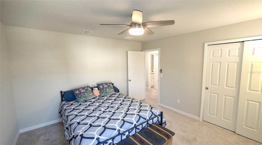 Bedroom #2 has a ceiling fan and large closet.