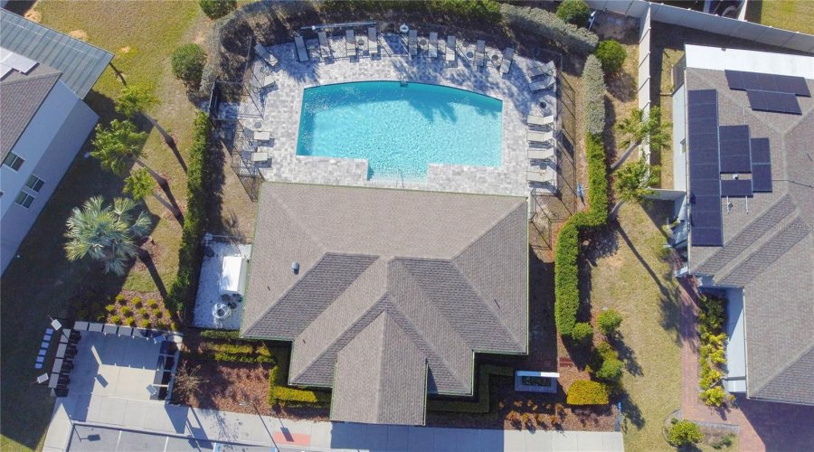 Arial view of the community pool/mailbox area (the playground is off to the right on the other side of a few houses - and close by).