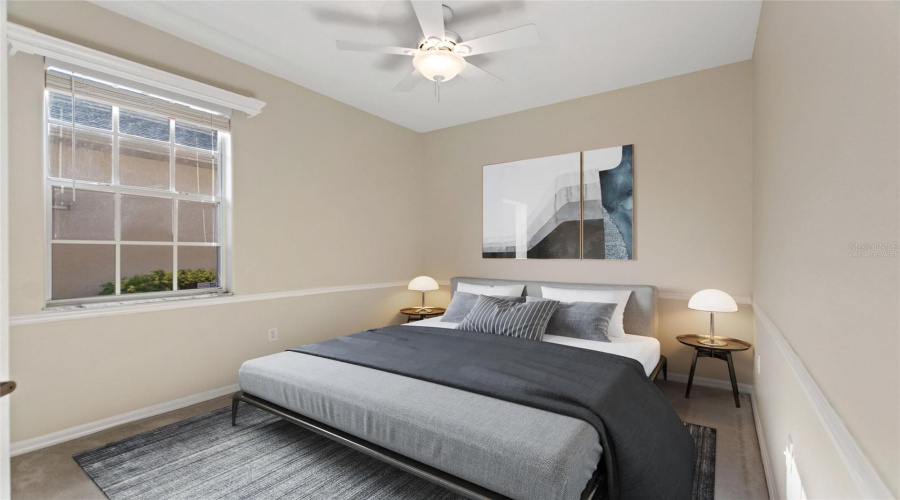 Virtually staged guest bedroom