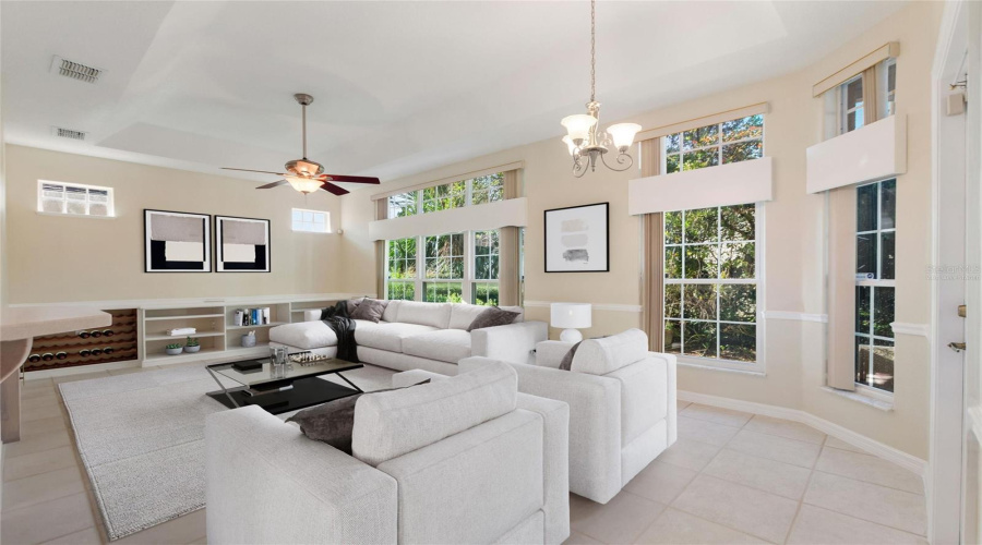Virtually staged family room