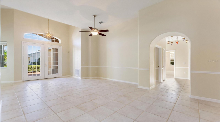 Front of great room with corridor to guest area on right