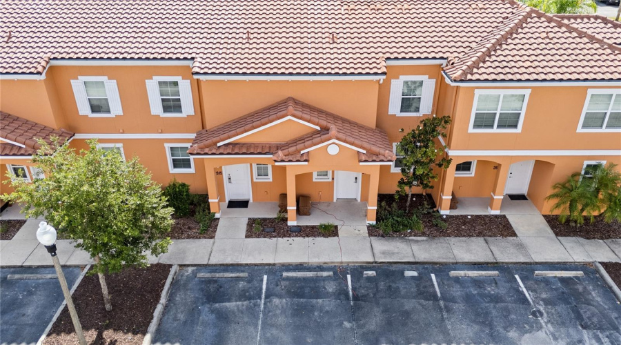 Aerial View of Front Highlighting the Tile Roof