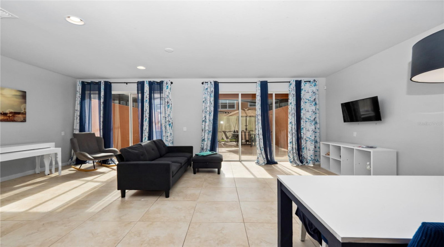 View from the Kitchen through the Dining Room and Living Room