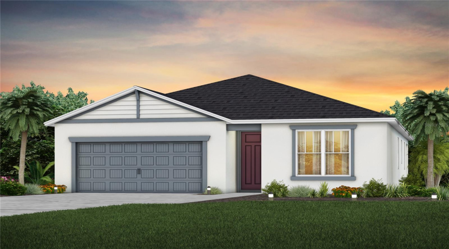 Exterior Design. Artistic rendering for this new construction home. Pictures are for illustrative purposes only. Elevations, colors and options may vary.