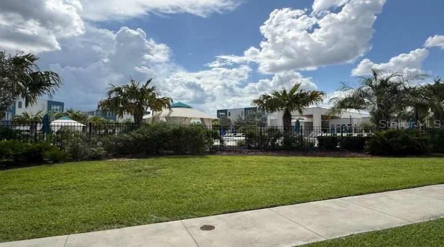 View from Patio looking toward Pool and clubhouse
