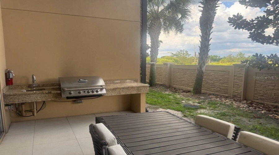 Outdoor Kitchen with garden view
