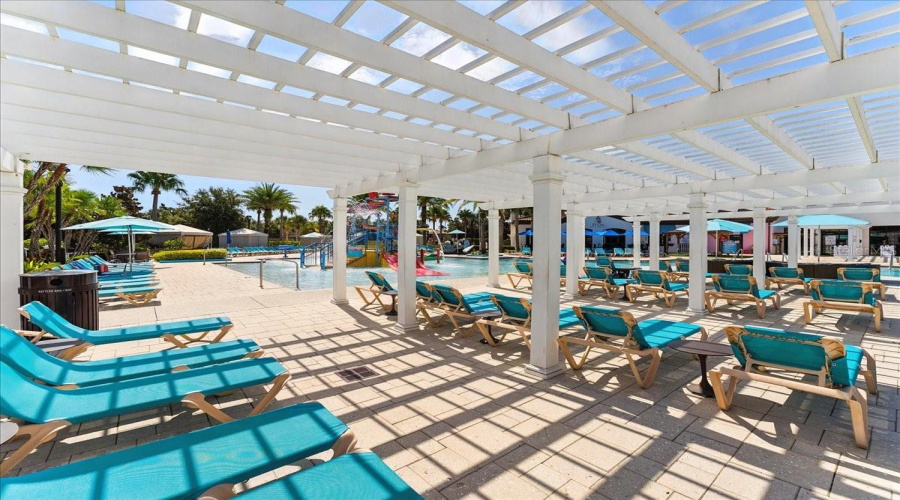 Shaded loungers that make poolside days last even longer.