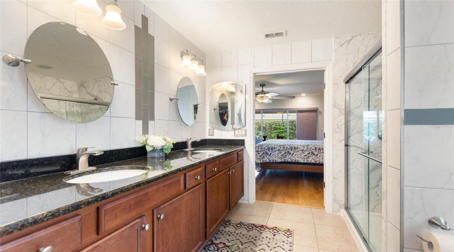 Tall double vanity in primary bath