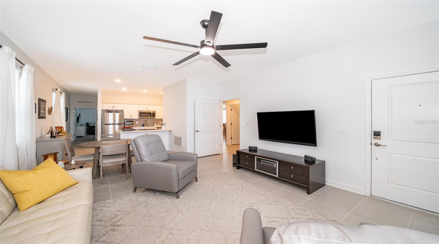 From Apartment's Living room area looking towards kitchen area and suite's bedroom