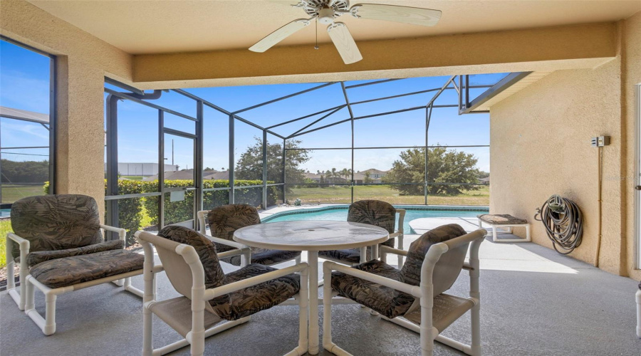 Large covered patio and pool deck