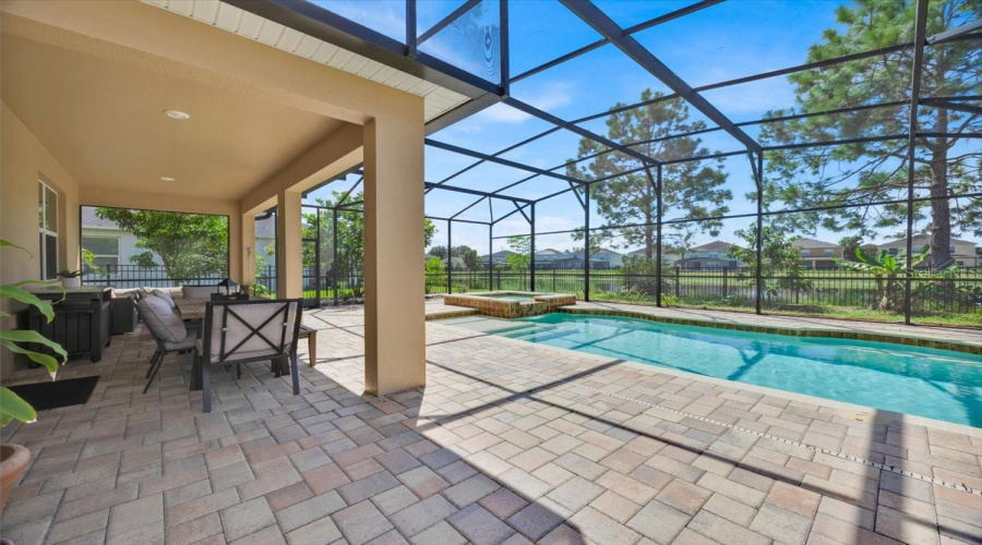 Covered porch and screened pool area