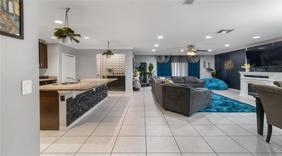 Dual open living room & dining room