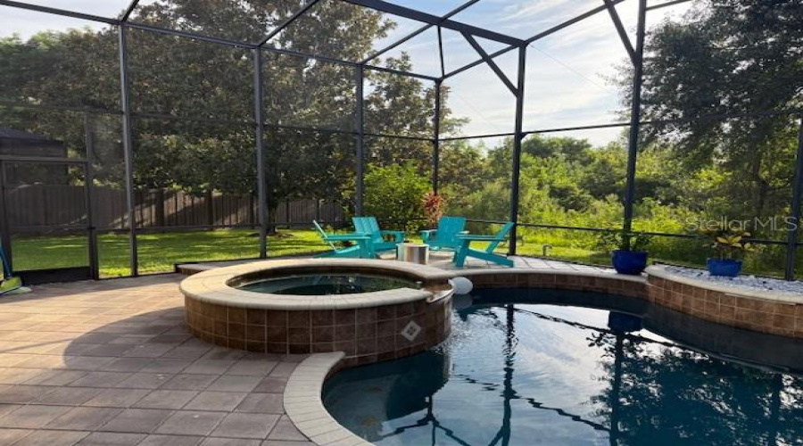 Pool with heated Spa