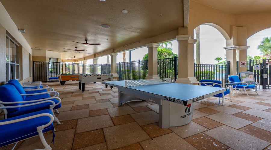 Patio area with arcade games.