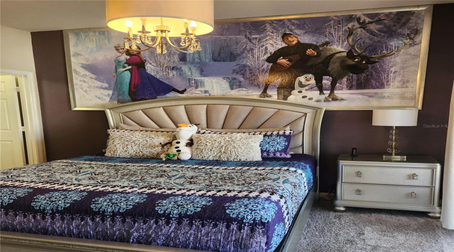 Primary bedroom with Frozen decor
