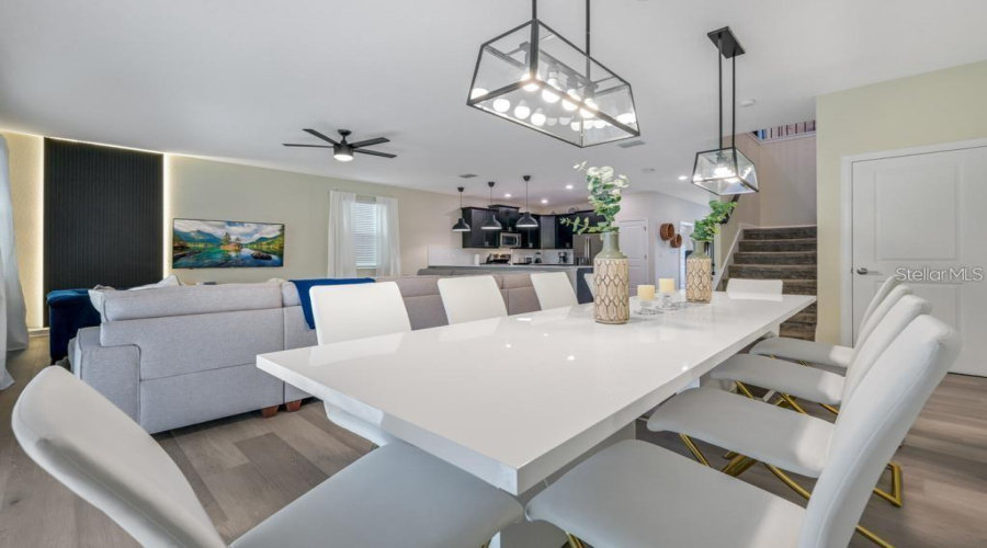 Family Room + Dining Room: Integrated, open space ideal for gatherings and meals.