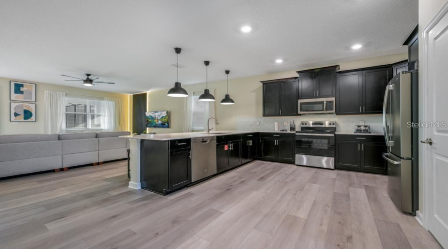 Kitchen: Open concept with central island, connected to the Family Room and Dining Room
