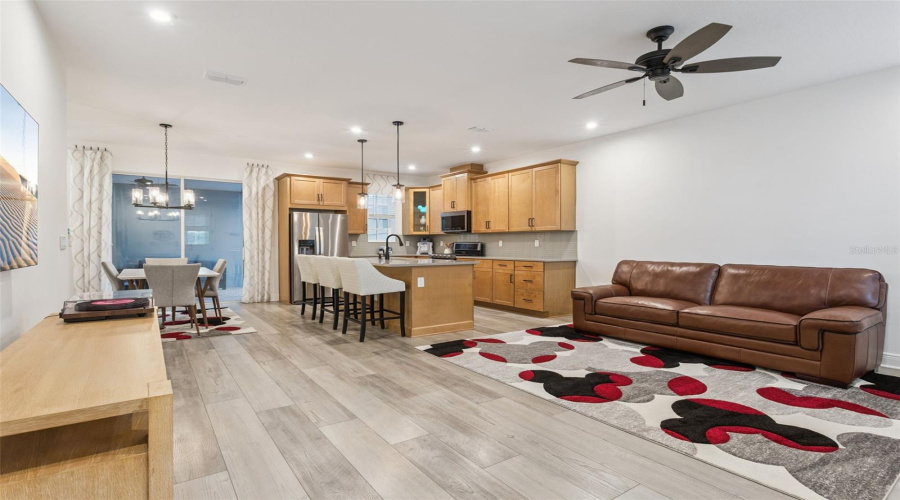 Open Floorplan with beautiful wood laminate floors