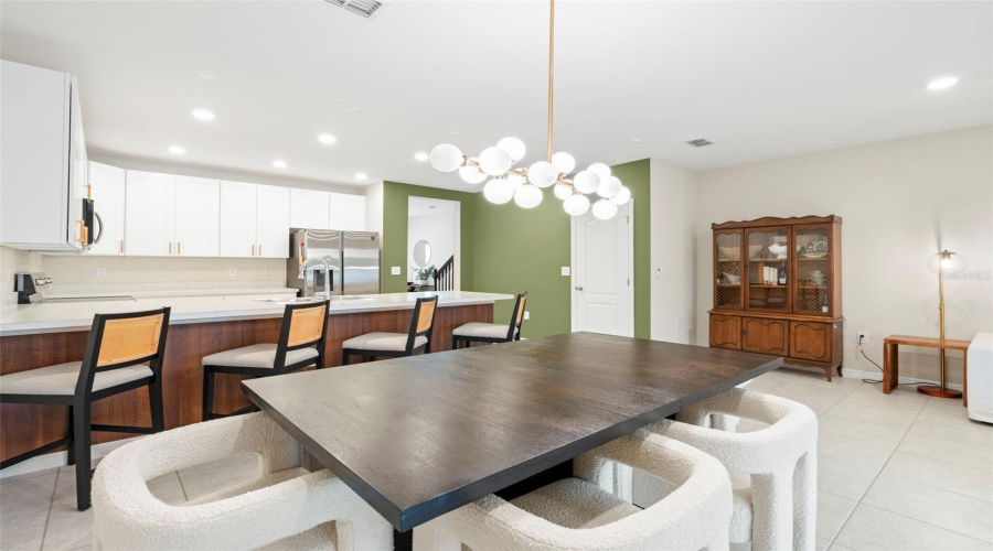 Modern light fixtures throughout