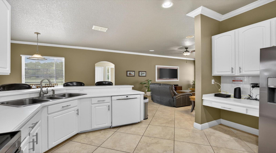 Kitchen open to eat in space and Family Room