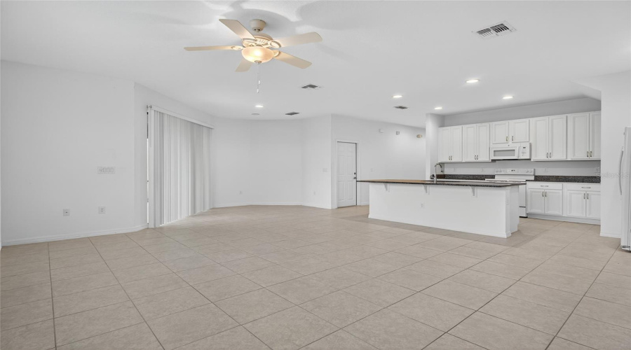 Lounge area overlooking Kitchen and dining room area