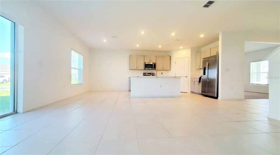 Kitchen view from living room to kitchen