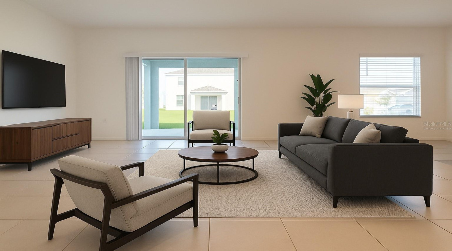 Virtually staged living room