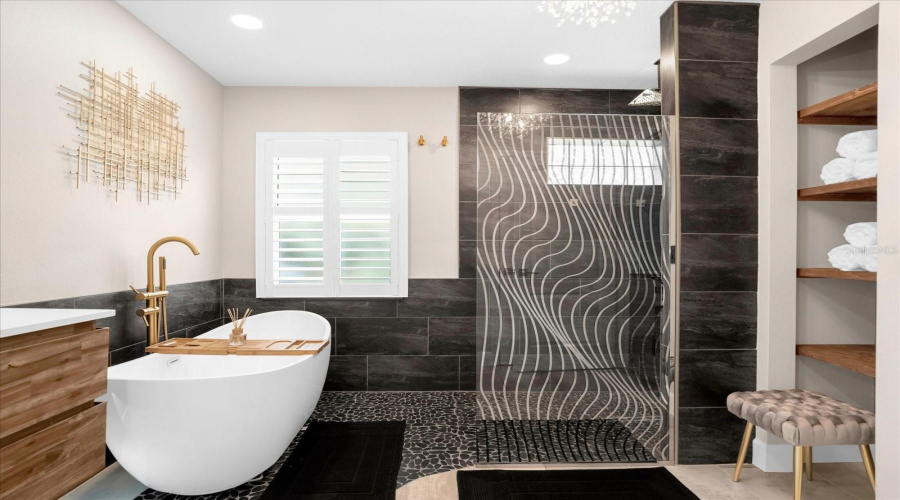 designer primary bathroom