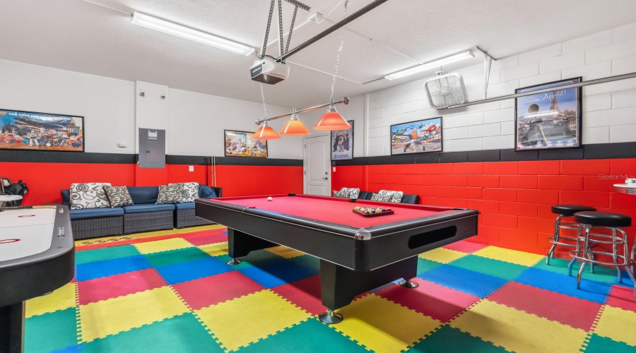 Garage converted into game room
