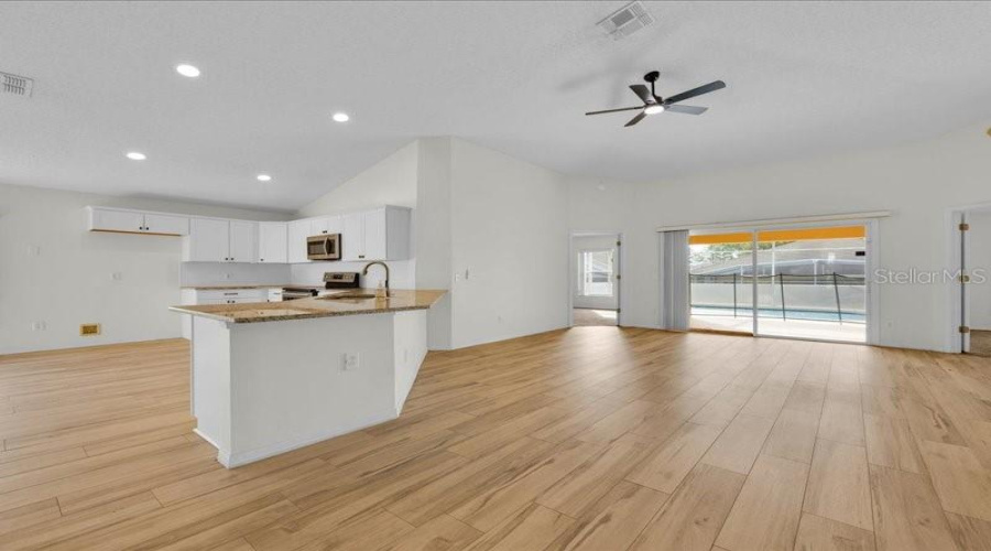 Living area/ breakfast bar / eating space in kitchen