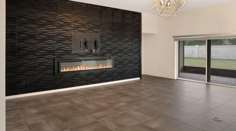 This feature wall is finished with sleek textured panels. This feature wall is finished with sleek textured panels.
