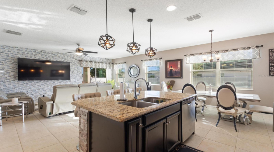 Island view to great room Island view to great room