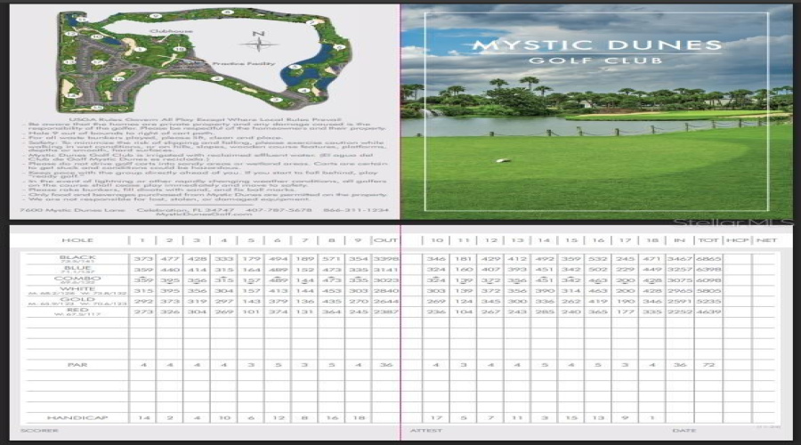 Example of the Mystic Dunes Golf Club Card